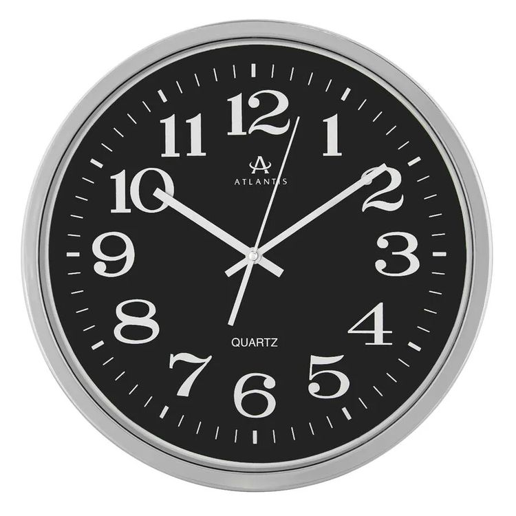 Часы настенные D614A5-B "Atlantis" silver (d35.5*4.5см) А