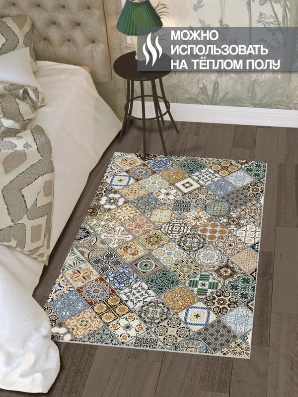 Коврик напольный  SH Icarpet PRINT 80*120 "Плитка Тоскана" влаговп. 840106/833504 (мультиколор) Ш