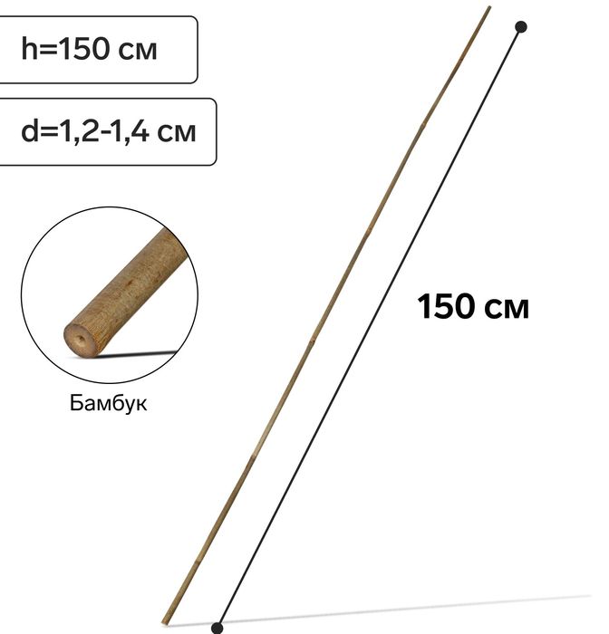 Колышки бамбуковые 150см. d10/12мм.