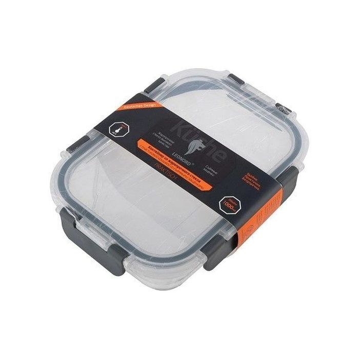 Контейнер   1,0л. PRAKTISCH 106071 с пл.крышкой (жаропр.стекло) со съемными защелками