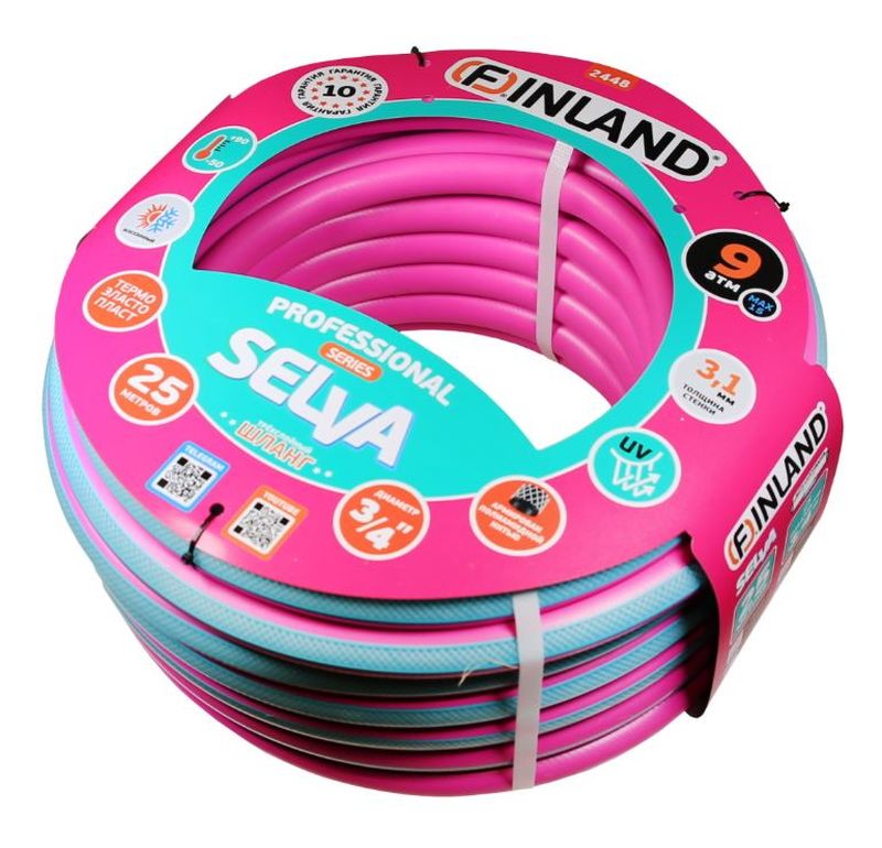 Шланг ТЭП "FINLAND SELVA" 3/4" 25м. 2448 3-х слойный, фуксия