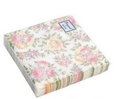 Салфетки бумажные 3сл. Bouguet Люкс 25680/37098/38318 (24*24см.) 25шт. "Поле роз" РБ