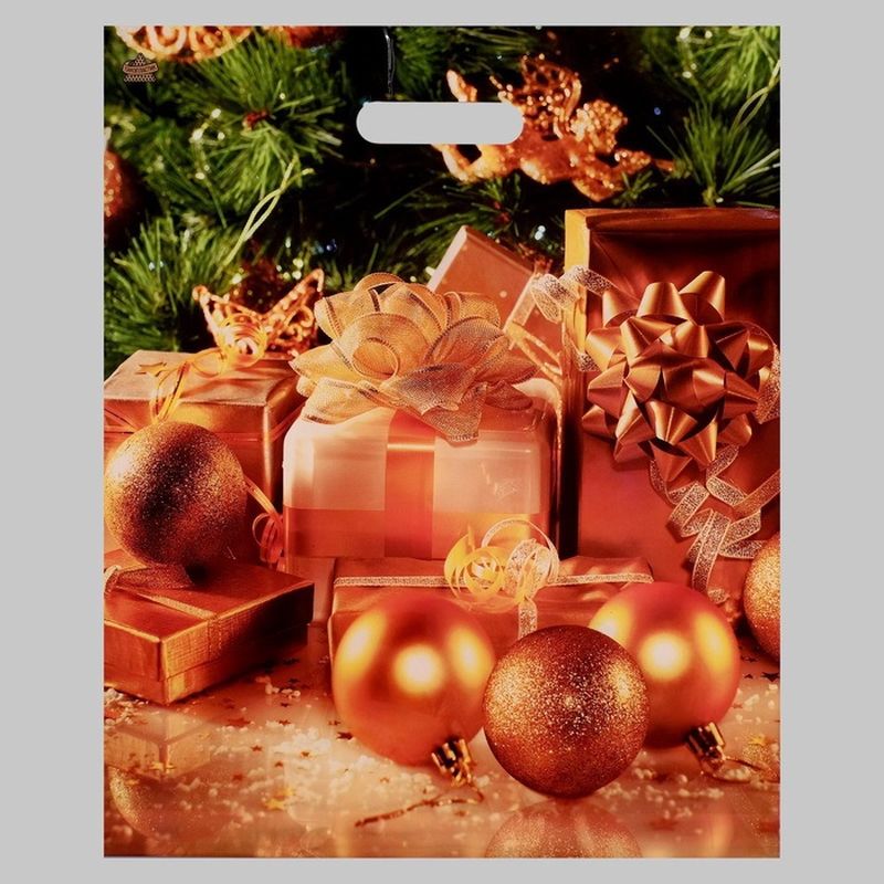 Пакет (вырубная руч.) 450*380мм. Золотые шары 187066 Т-П