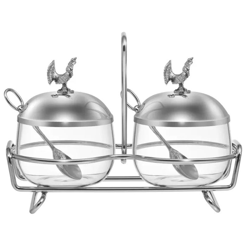 Емкость д/хранения 920-106 "Охота" 2*320мл. + ложки (на мет. подставке) ВД