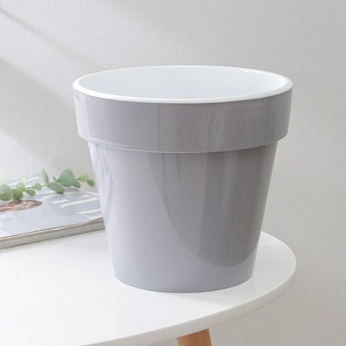 Кашпо ПОРТО 9,0л. со вставкой 1614 (серый шелк) ДП