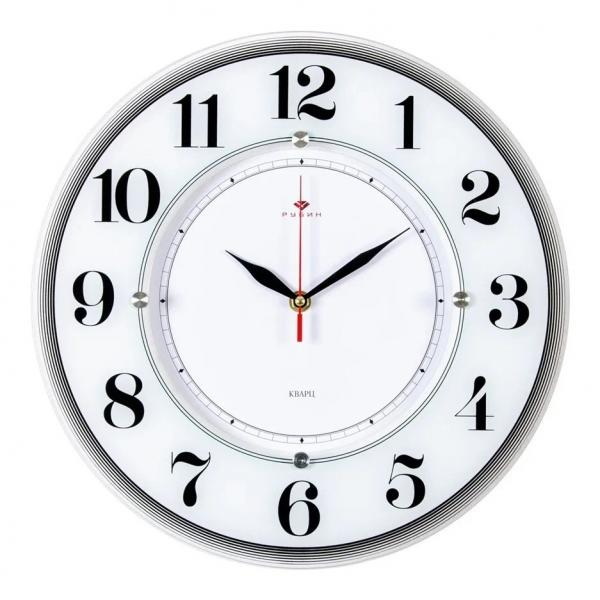 Часы настенные 3434-1024W "Рубин" (d=34см) белый "Классика"