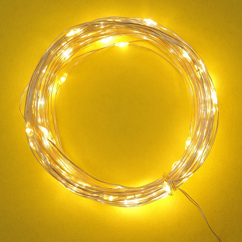 Гирлянда эл. нить  5,0м. 384-337 НИТЬ РОСЫ, 50LED, шампань, 8 реж., пров. серебр. цвет СНОУ БУМ