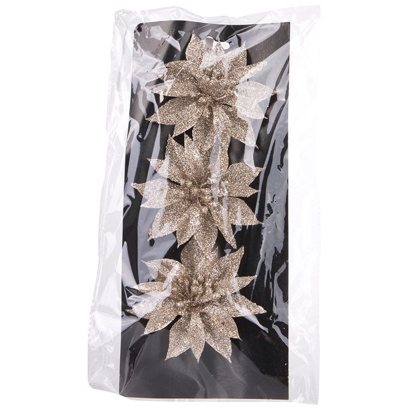 Украшение "Цветок" 108568 (набор 3шт.) золото Скр