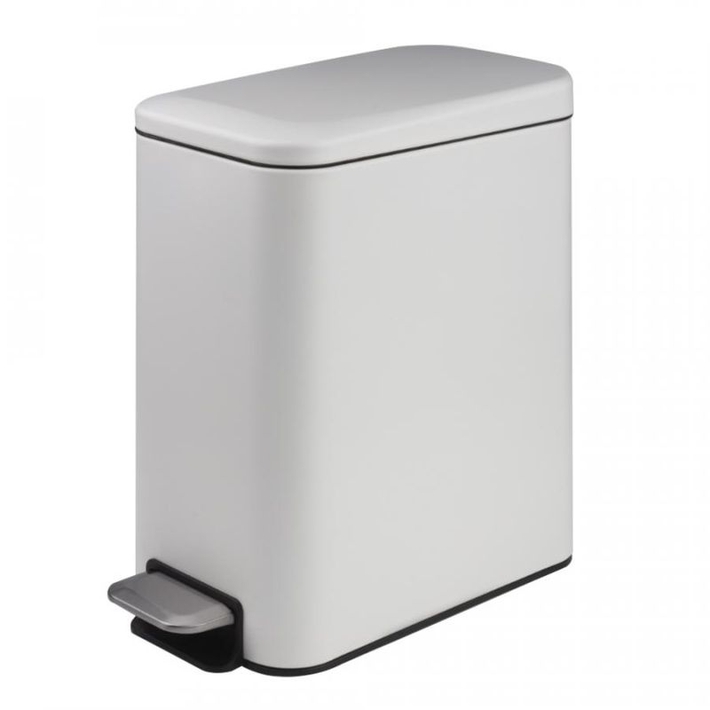 Ведро д/мусора нерж. 12,0л. КТ-92-12Б-СД (белое, прямоуг. с педалью. 180*362*382мм ) с доводчиком