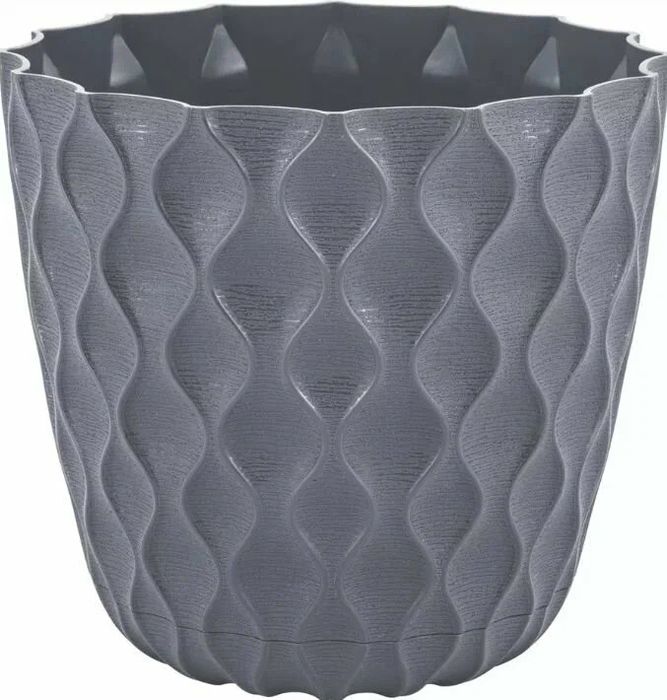 Горшок д/цв. "InGreen Wave"  0,65л, D115мм ПЦ6500ВС (вулканический серый) с дренажной сеткой и поддо
