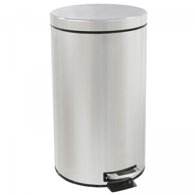 Ведро д/мусора нерж. 12,0л. КТ-90-12С-СД (матовое. круг. с педалью. 250*250*390мм с доводчиком )