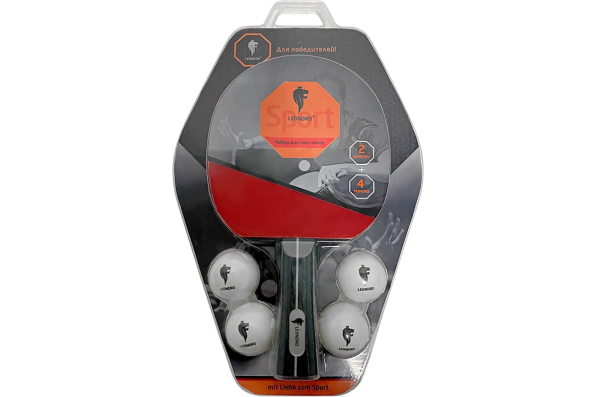 Набор д/игры в пинг-понг LEONORD 993165 (2 ракетки+4 мяча) Скр.