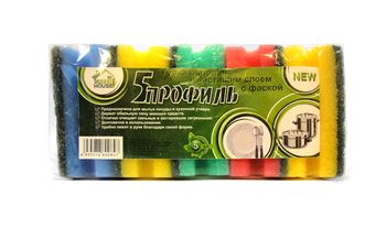 Губка д/посуды "Профиль-5" 5шт. (с чистящим слоем) гх045 П