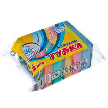 Губка д/посуды "Супер" 5шт. (с чистящим слоем) гх006 П