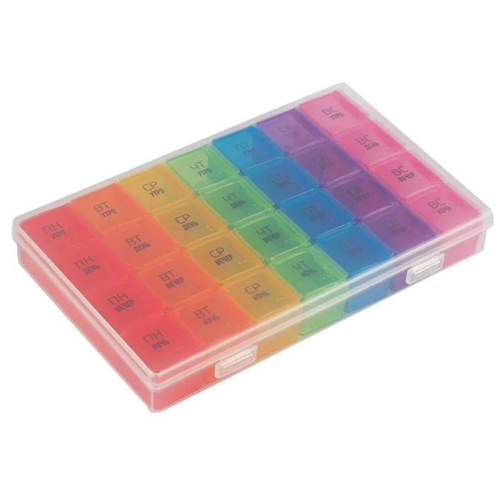 Таблетница на 7 дней 007752 28 секций (утро/день/вечер/ночь) СКР.