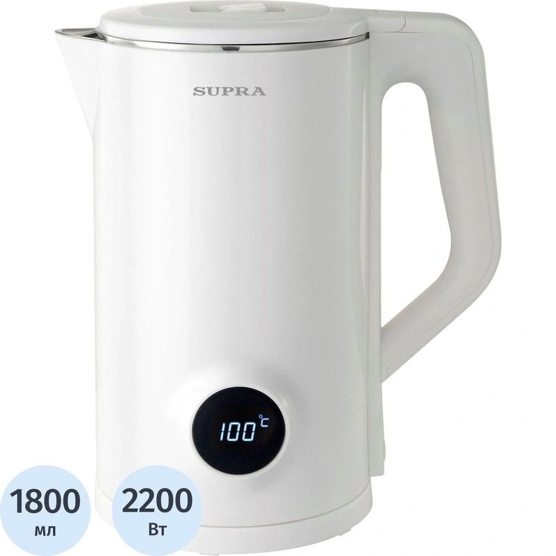 Чайник эл. SUPRA KES-1884DP 2,2кВт. 1,8л. двойные стенки (нерж./пластик)  диск