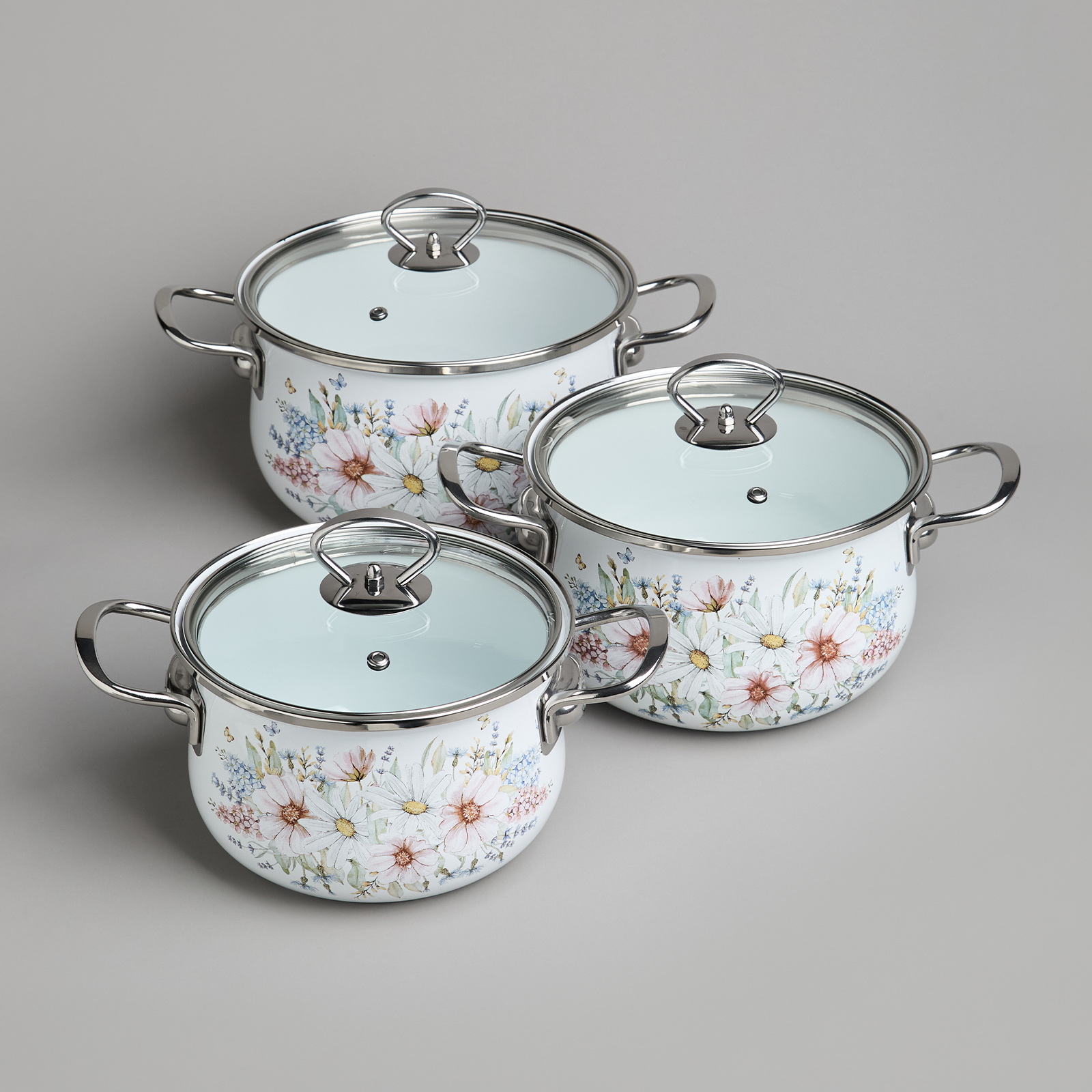 Набор посуды эмал. 934-714 "Дворцовый парк" (3к.2,0/2,8/3,6л.) ВД