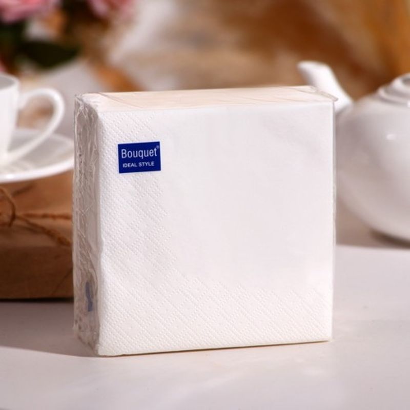 Салфетки бумажные 2сл. Bouguet Ideal style 40070 (24*24см.) 50шт. Белые РБ