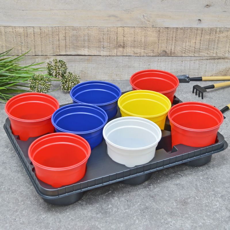 Набор д/рассады (8горш. d11см. цветные) на поддоне 40*28см. 165028 Д