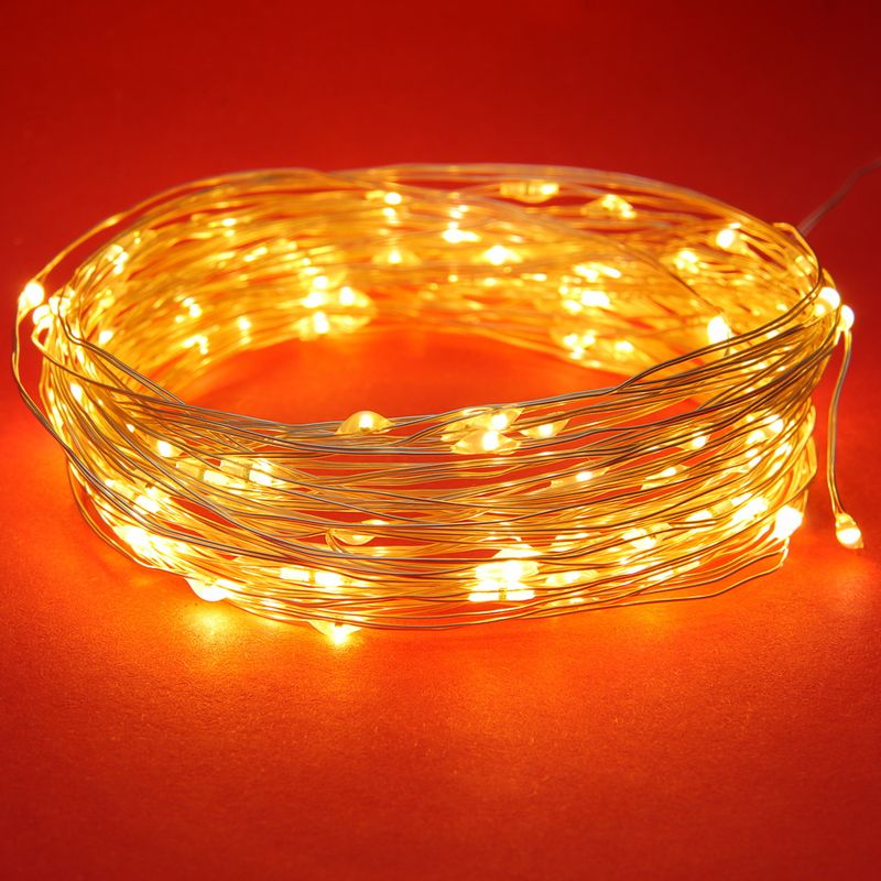 Гирлянда эл. нить  1,0м. 384-332 НИТЬ РОСЫ, 10LED, шампань, пров. серебр. цвет СНОУ БУМ