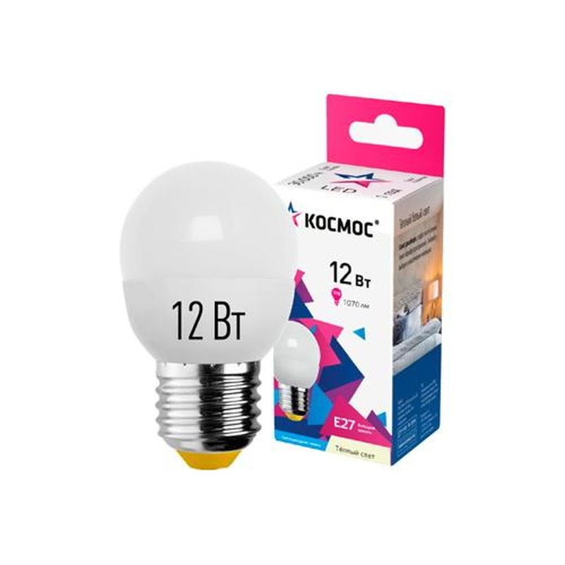 Лампа светодиодная Космос 12Вт LED GL 45 Е27 3000К (шарик)
