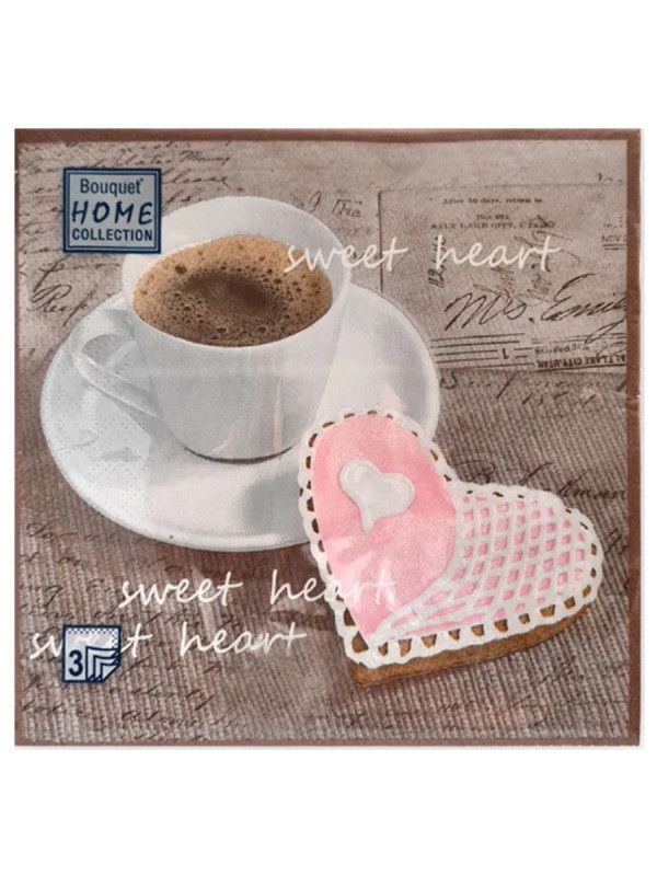 Салфетки бумажные 3сл. Home Collection Classic 42545 (33*33см.) 20шт. "Сладкое сердце"  РБ
