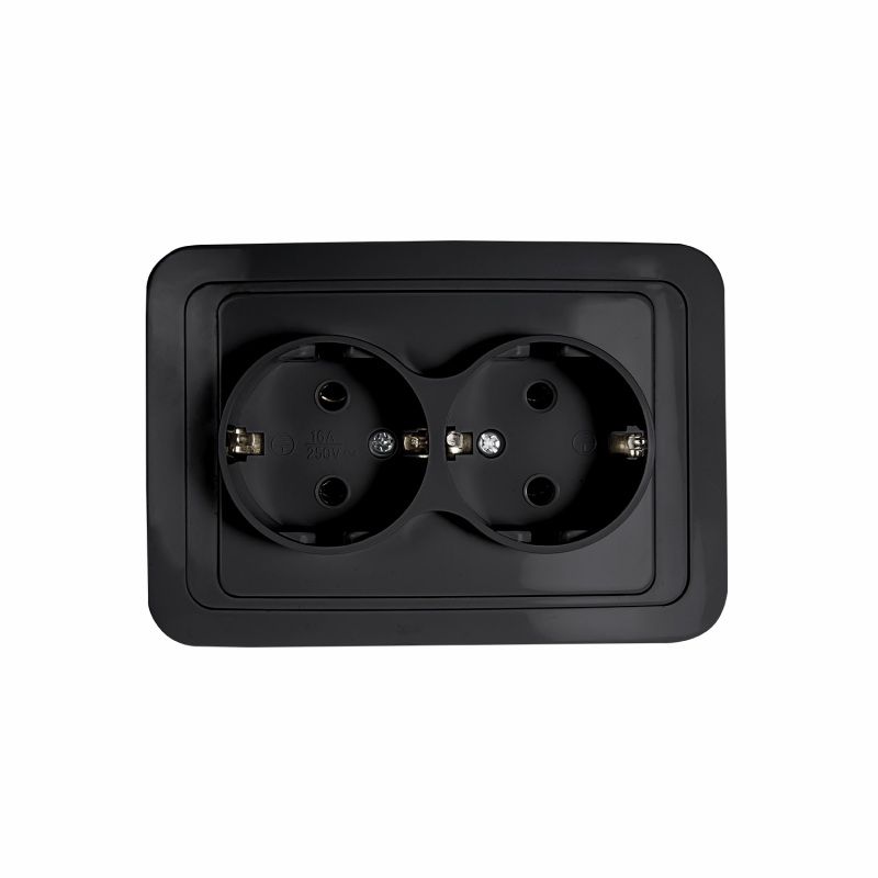 Розетка CLASSICO дв. 2128-B скр\пр с з/к черная