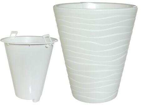 Кашпо ВАЛЕНСИЯ 2,0л. со вставкой 0989 (белый) ДП