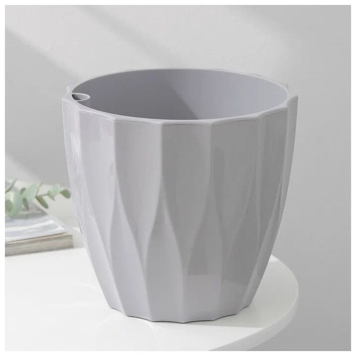 Кашпо ФЛЮТЕ 1,9л. со вставкой 1628 (серый шелк) ДП