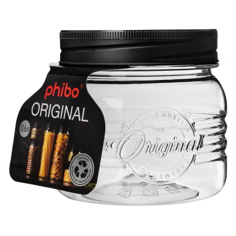 Банка круглая с эмбоссингом БП03002 ORIGINAL 0,6Л
