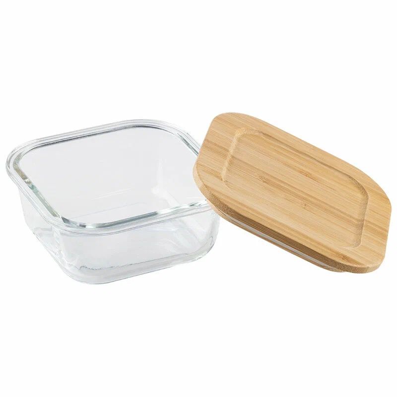 Контейнер   0,5л. BAMBU 106021 квадрат. с бамб..крышкой (жаропр.стекло)