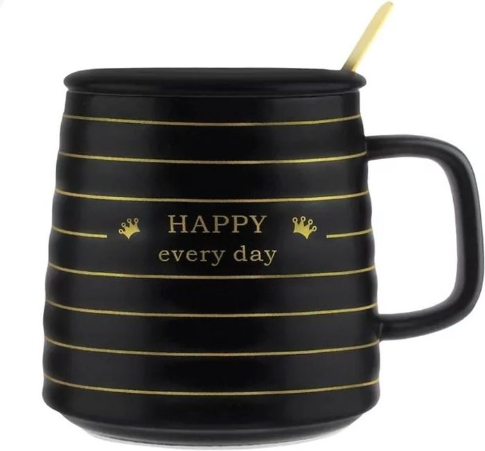 Кружка 315-048 400мл. с крышкой и ложкой (подар. уп.)