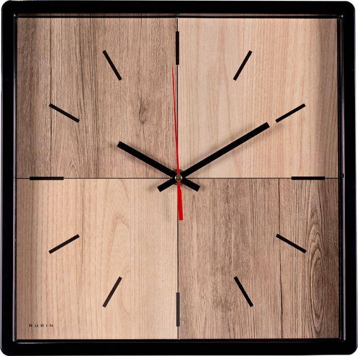 Часы настенные 3028-011 "Рубин"  (30*30см) корпус черный "Два  дерева"