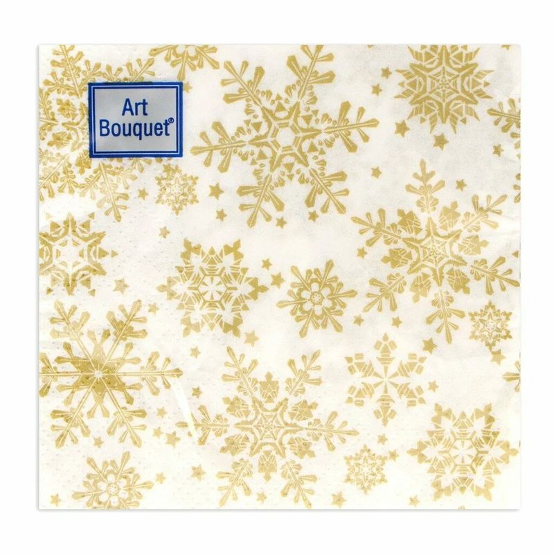 Салфетки бумажные 2сл. Bouguet 25173/43196 (20*20см.) 30шт. НГ "Золотые снежинки" РБ