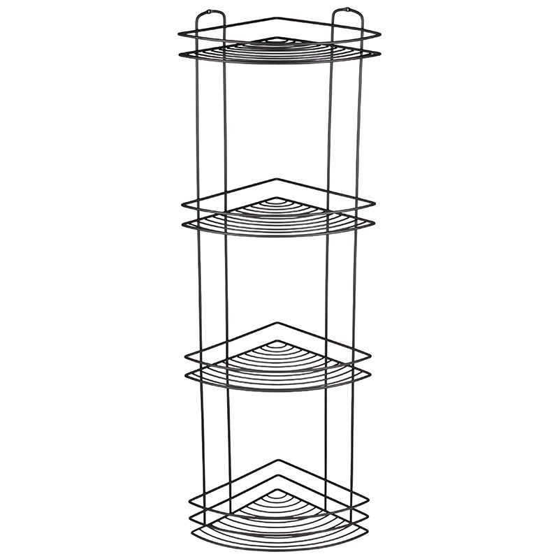 Полка д/ванной угл. 4-х ярусная BLACK 111183 (21*21*82,5см) черн. Скр.