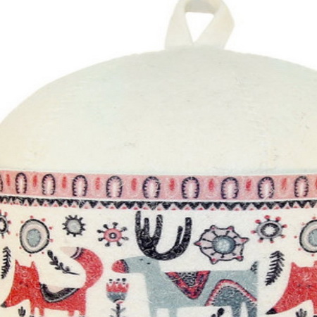 Шапка д/бани "Лисы-лоси" Б49284 фетр белый Е