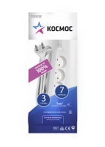 Удлинитель  7м. 3роз. 16А "Космос"