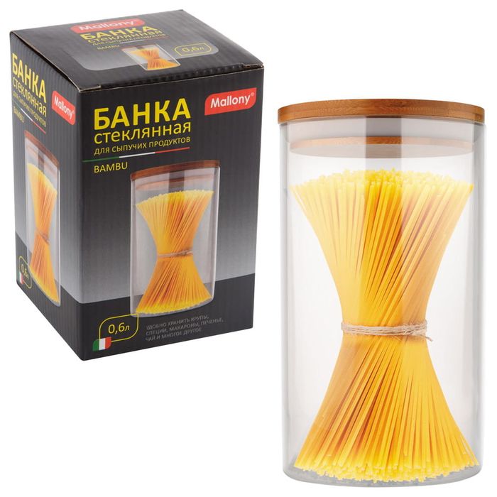 Банка д/сып. прод. 004450 0,6л. BAMBU, с крышкой (стекло) СКР