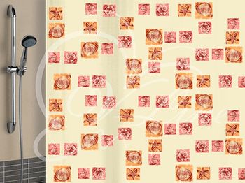 Занавес д/ван.комн. 180*180см. полиэтилен "Ракушки бежевые" (6984) М.