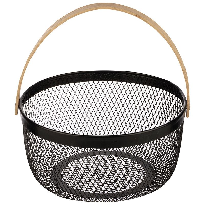 Корзина д/хранения 310902 (22,5*20,5*10,5см) круг. с бамб. ручкой Скр.