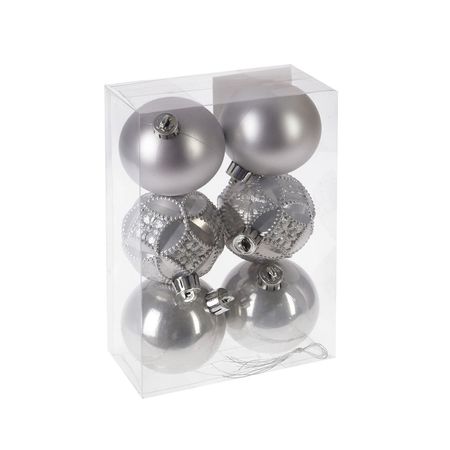 Шары (набор 6шт.) d6см. 722913 "Вензель серебристый" Р.