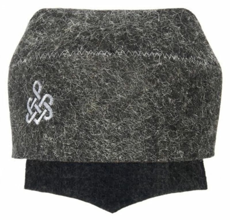 Шапка д/бани "Бандана" Б401617 с вышивкой, войлок серый Е