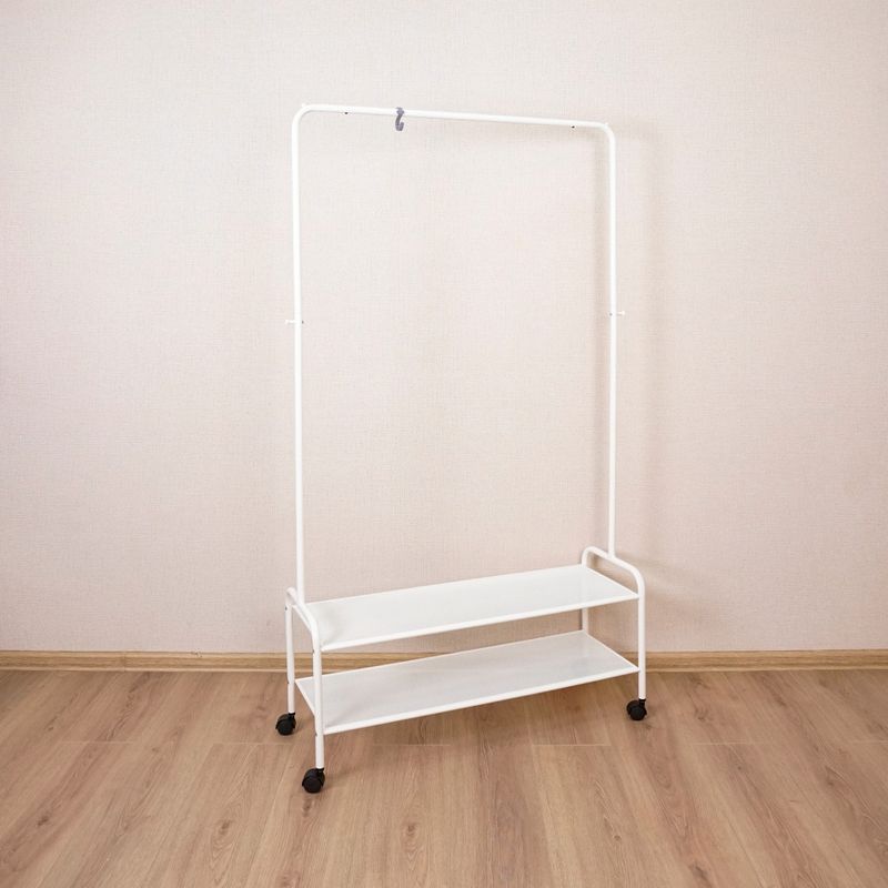Вешалка гардеробная "Валенсия 32М" ВГВ32М Б с 2-мя полками, на колесах (Белый) (ЗМИ)