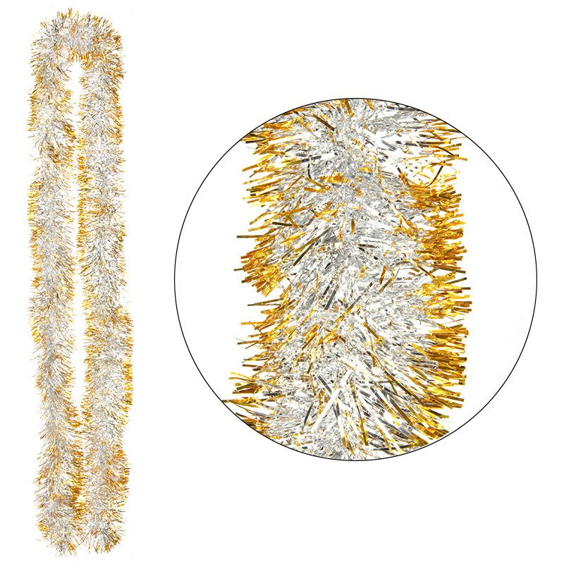 Мишура 2,0м. 6 слоев 106426 SYMTA-1623108 (серебряный с золотой окант.)СКР