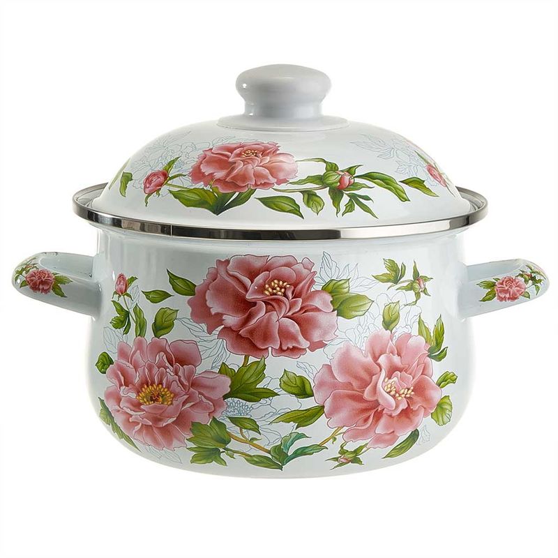 Кастрюля эмал. EM-1501 "Пионы" 2.0л. MetaLLoni  Дел.