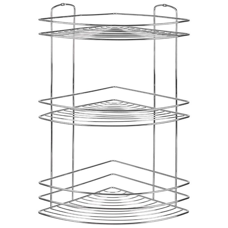 Полка д/ванной угл. 3-х ярусная BASIC 111178 (21*21*41,5см) хром. Скр.