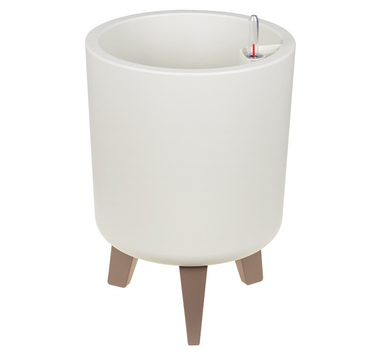 Кашпо ФЛОРИАН 11,0л. d25см. КН3157БР высокое с автополивом (белый ротанг)