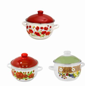 Кастрюля эмал.  3,0л. 6RH181M (шар) с\д Чер.