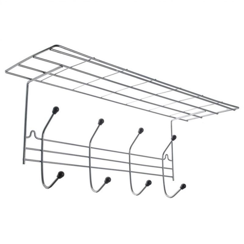 Вешалка настенная АЛТ05С (4 кр.) с полкой (хром)
