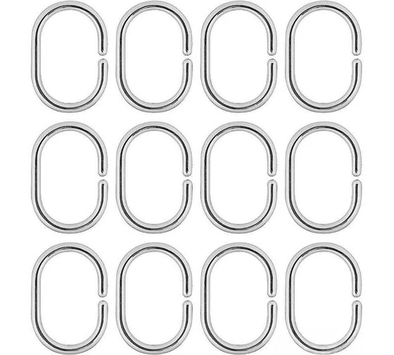 Набор колец д/шторы в ванную 103950 (12шт.) хром. овал. Скр